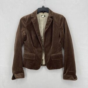 Vintage J Crew Blazer Womens 4 Brown Velvet Corduroy Ecole Jacket Office Career